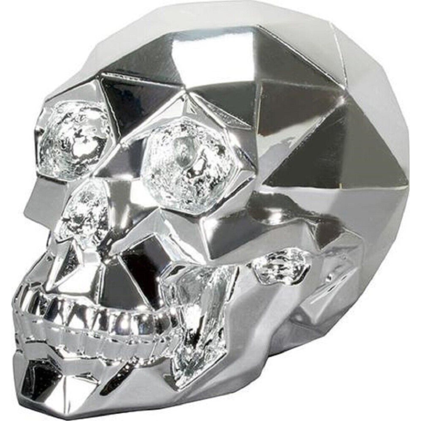 Chrome Polygon Shaped Skull Figurine Skeleton Halloween Decoration 8.5 x 6.5 inch