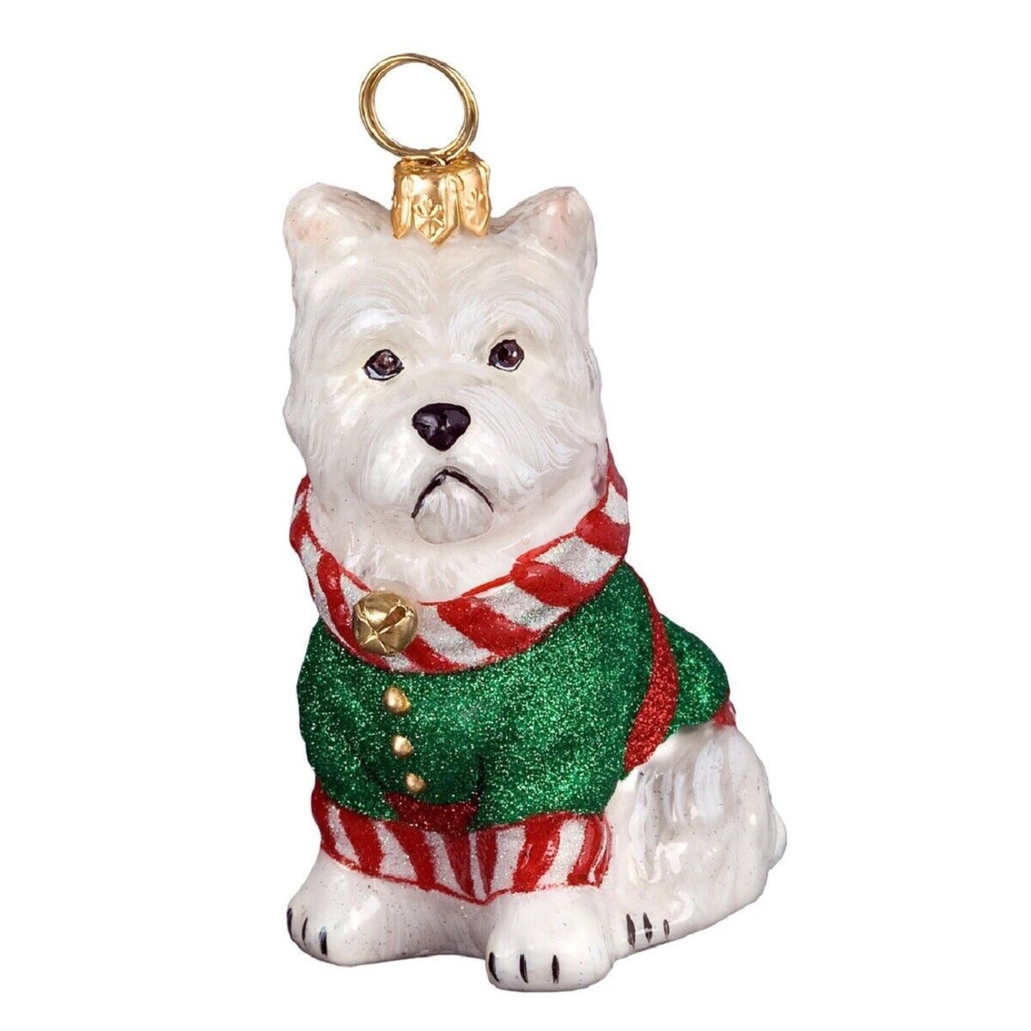 Joy to the World Santa's Little Yelper West Highland Terrier Polish Glass Christmas Ornament