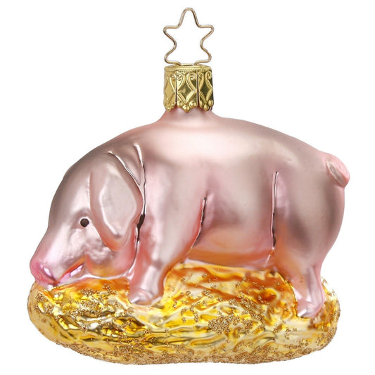 Inge Glas Piggles the Pink Pig German Glass Christmas Tree Ornament FREE BOX