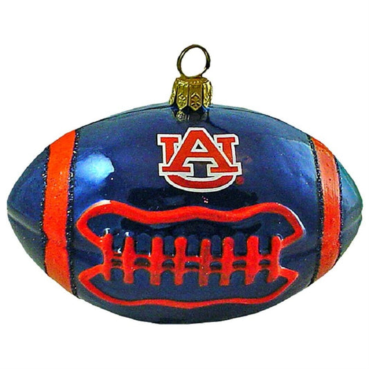 Joy to the World Auburn University Tigers Football Polish Glass Christmas Ornament