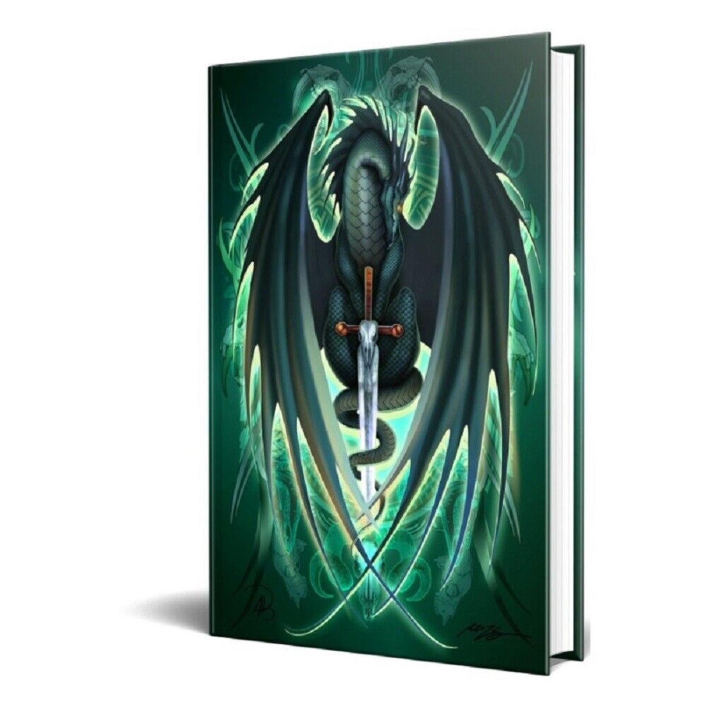 Dragon Fantasy Snake Blade Green Dragon Embossed Journal Diary Notebook with Strip 6 X 8 inch