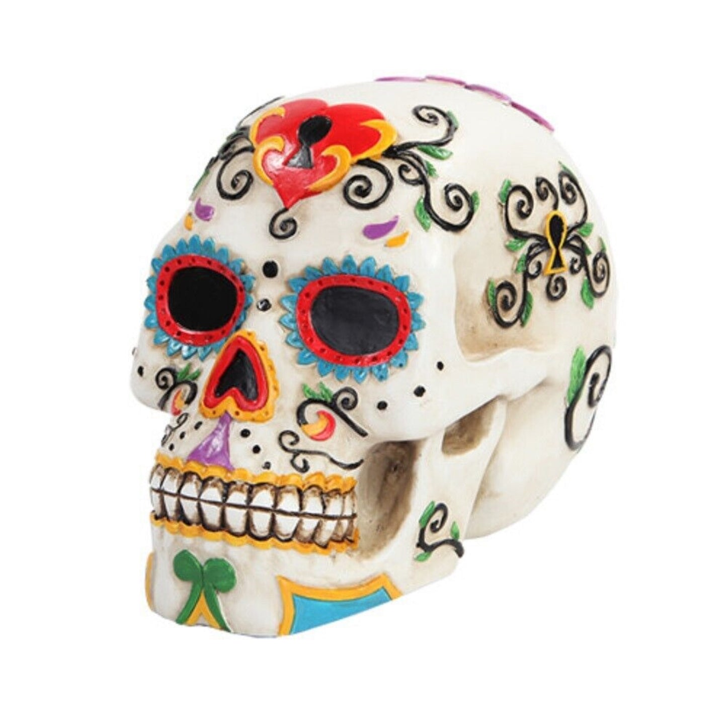 The Day Of the Dead White Sugar Skull Dia de Los Muertos Figurine 7 inch