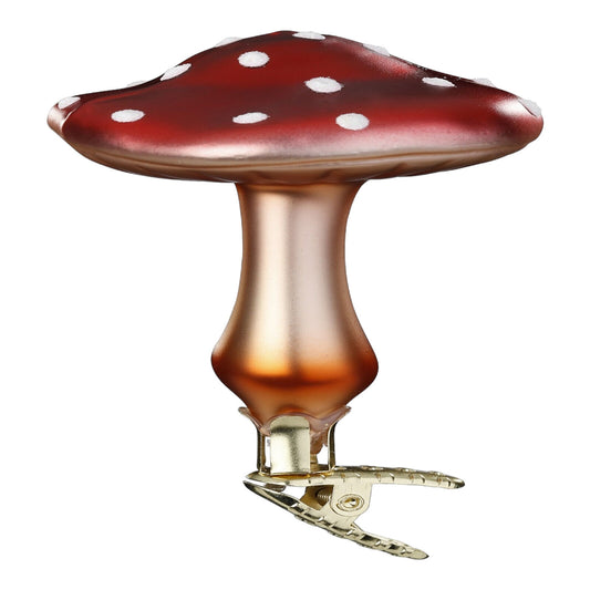 Inge Glas Forest Mushroom Clip on German Glass Ornament FREE BOX 3.8 Inch