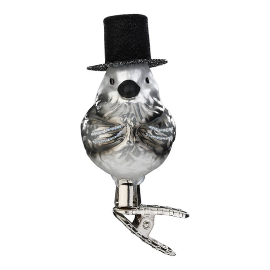 Inge Glas Bird Groom Clip on German Glass Christmas Ornament FREE BOX 3 Inch