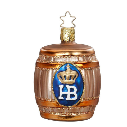 Inge Glas HB Beer Keg Hofbrauhaus German Glass Christmas Ornament FREE BOX