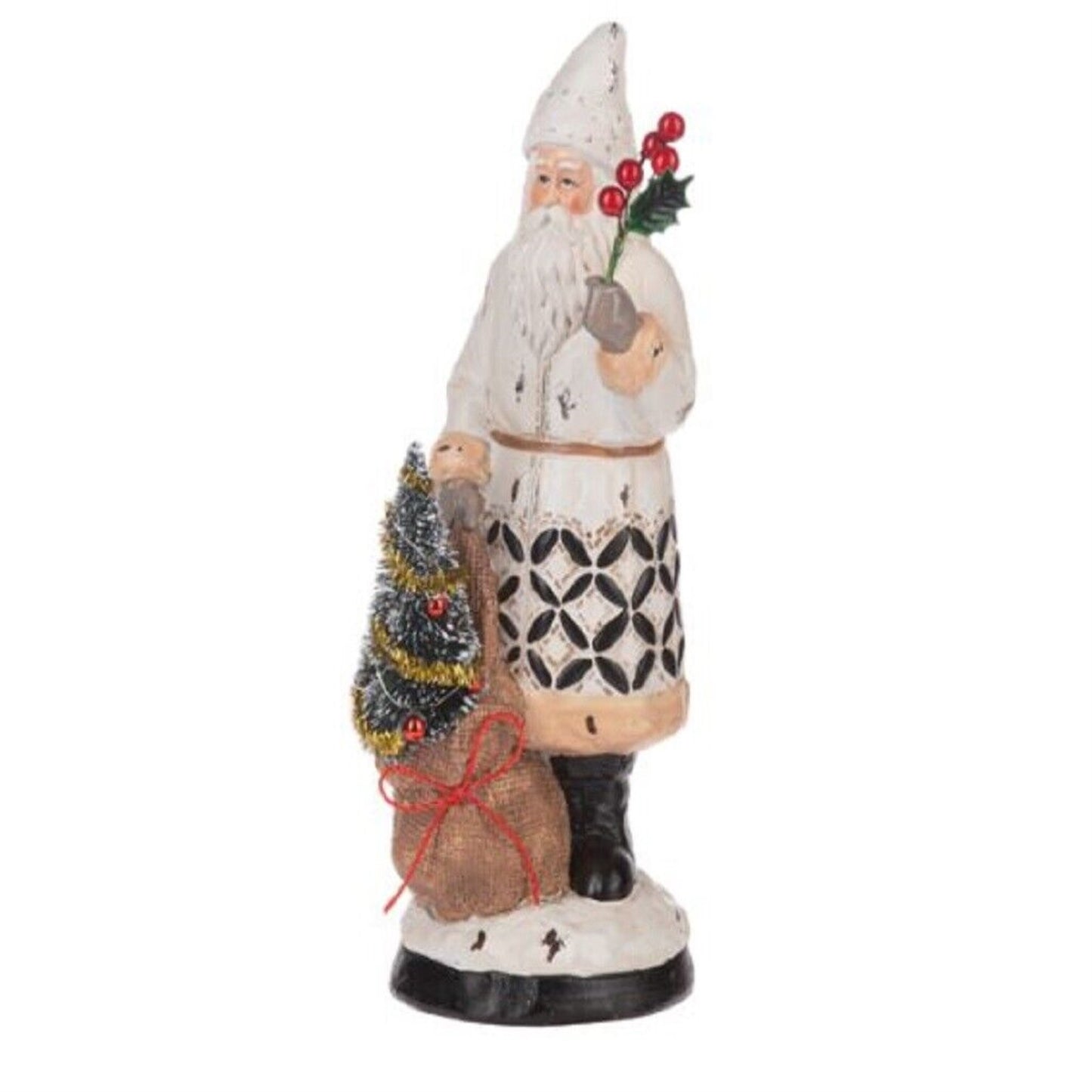 Ganz LED Light Up Folk Art Santa Claus Christmas Figurine 11.6 Inch Multicolor