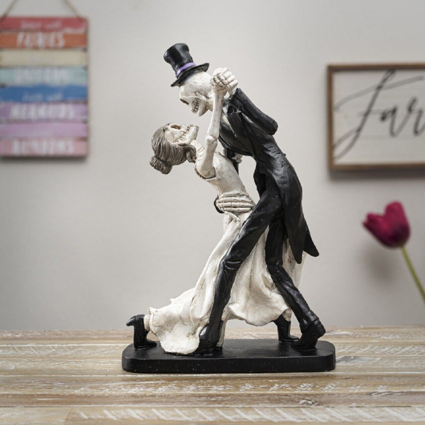 Love Never Dies Dancing Skeleton Couple Figurine 12 Inch