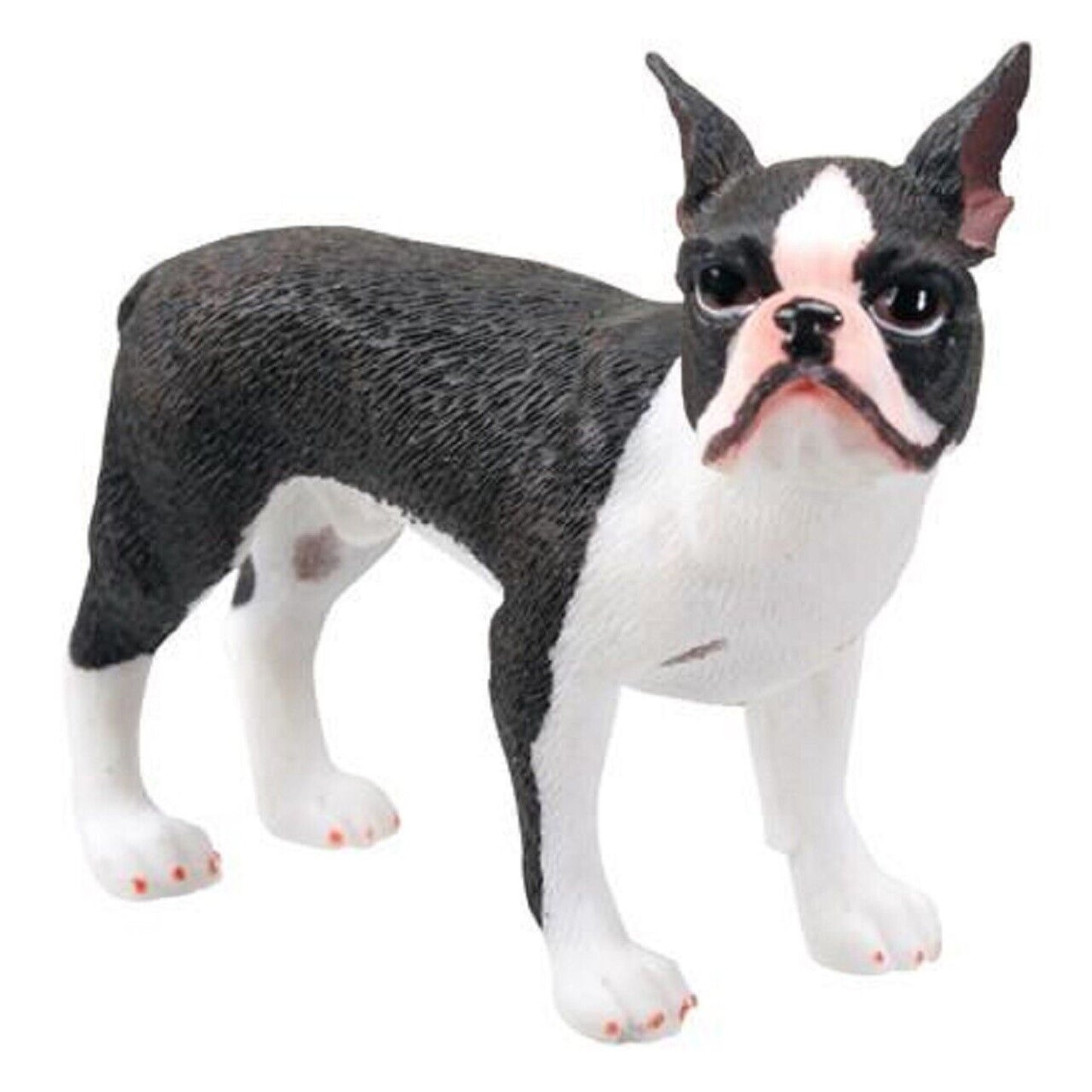 Black and White Boston Terrier Dog Miniature Figurine 2.7 Inch