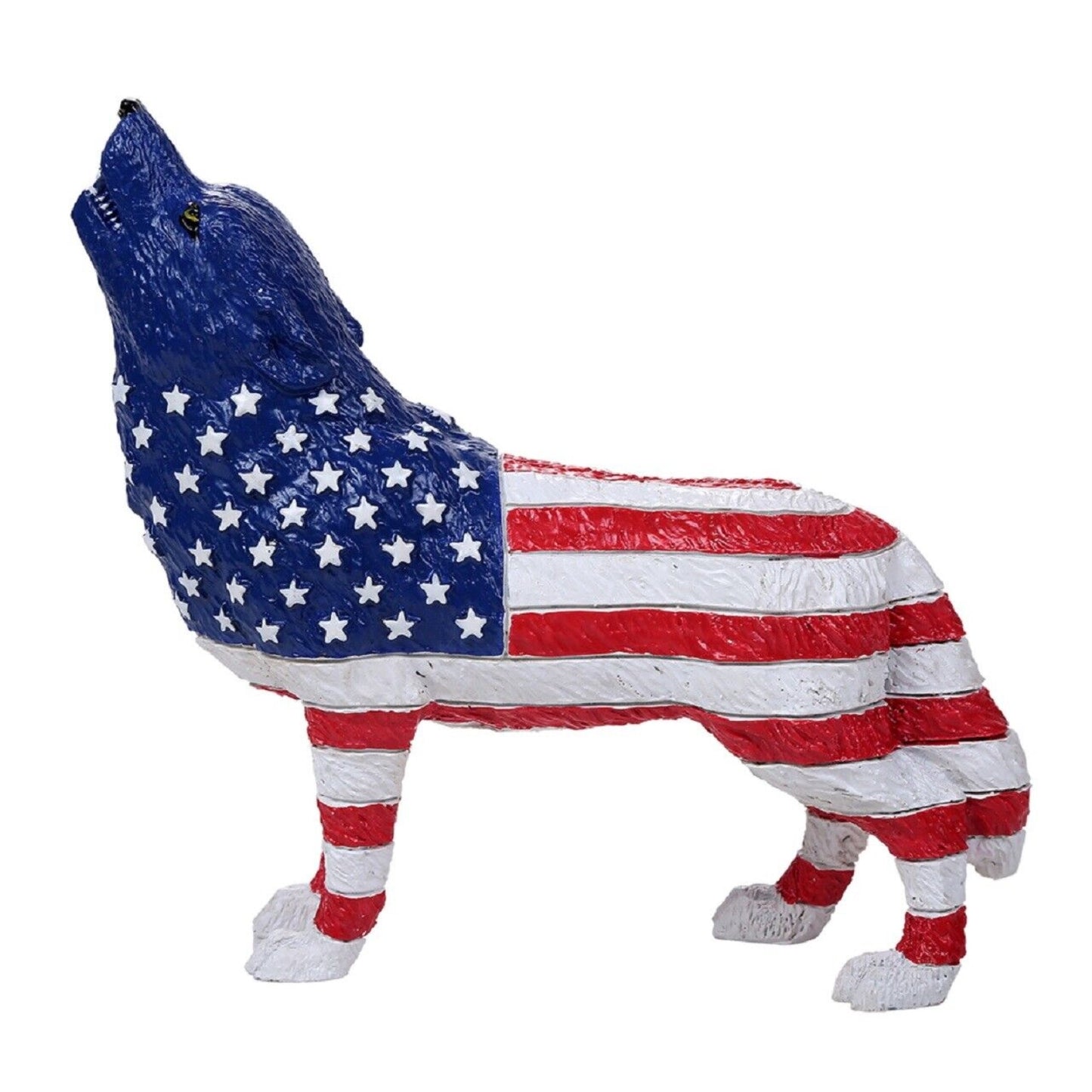 The Wolf Spirit Collection American Patriotic Spirit Figurine Howling Wolf Star Spangled Banner 6.25 inch
