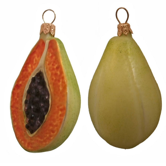 Pinnacle Peak Trading Papaya Polish Mouth Blown Glass Christmas Ornament Set of 2