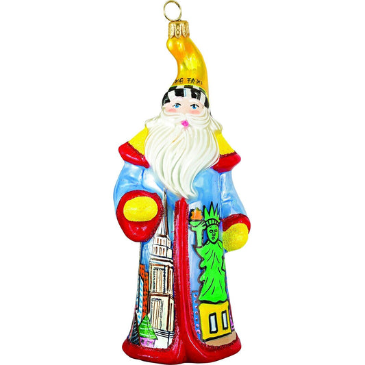 Joy to the World Glitterazzi New York City Santa NYC Pop Art Polish Glass Christmas Ornament