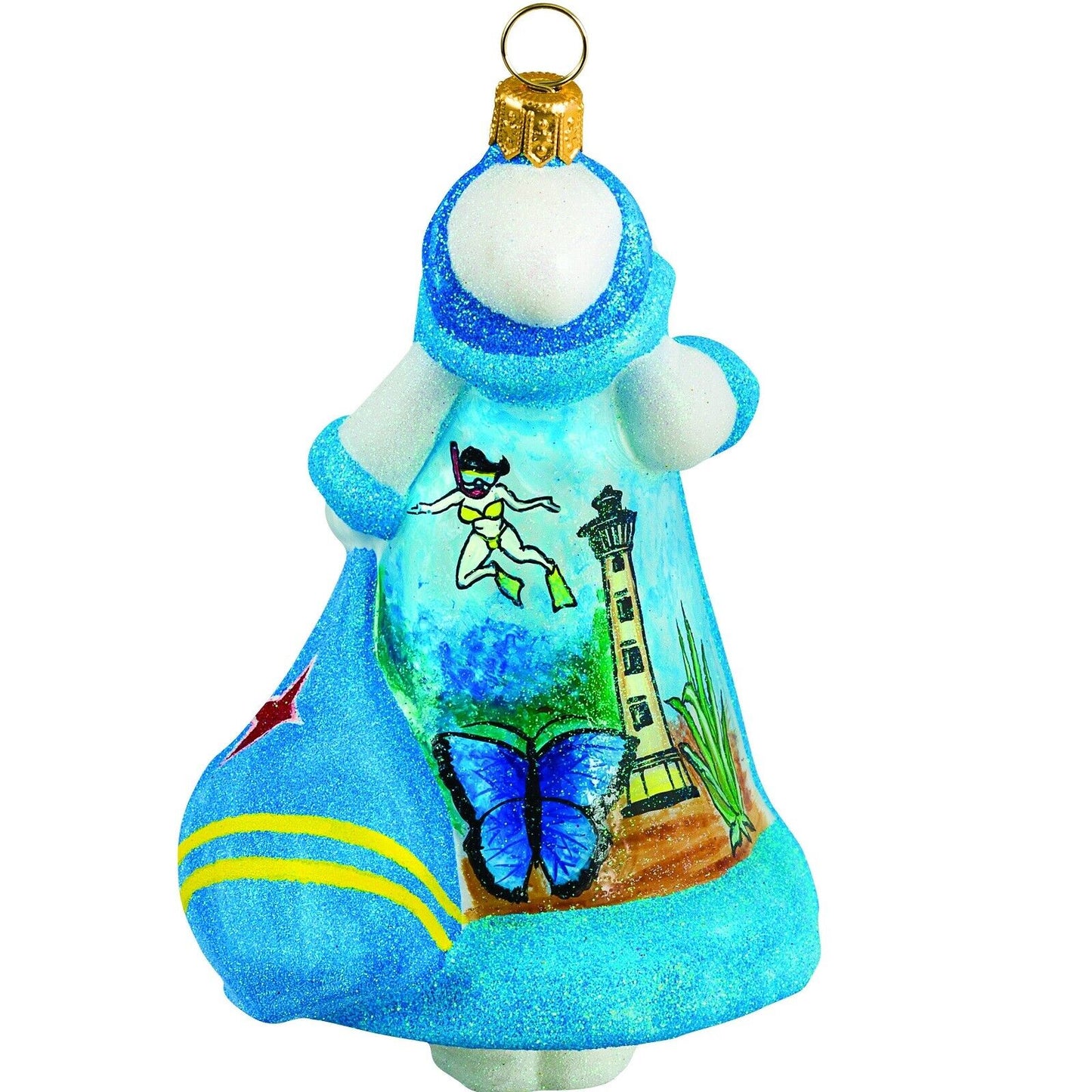 Joy to the World Glitterazzi Aruba Santa Polish Glass Christmas Ornament