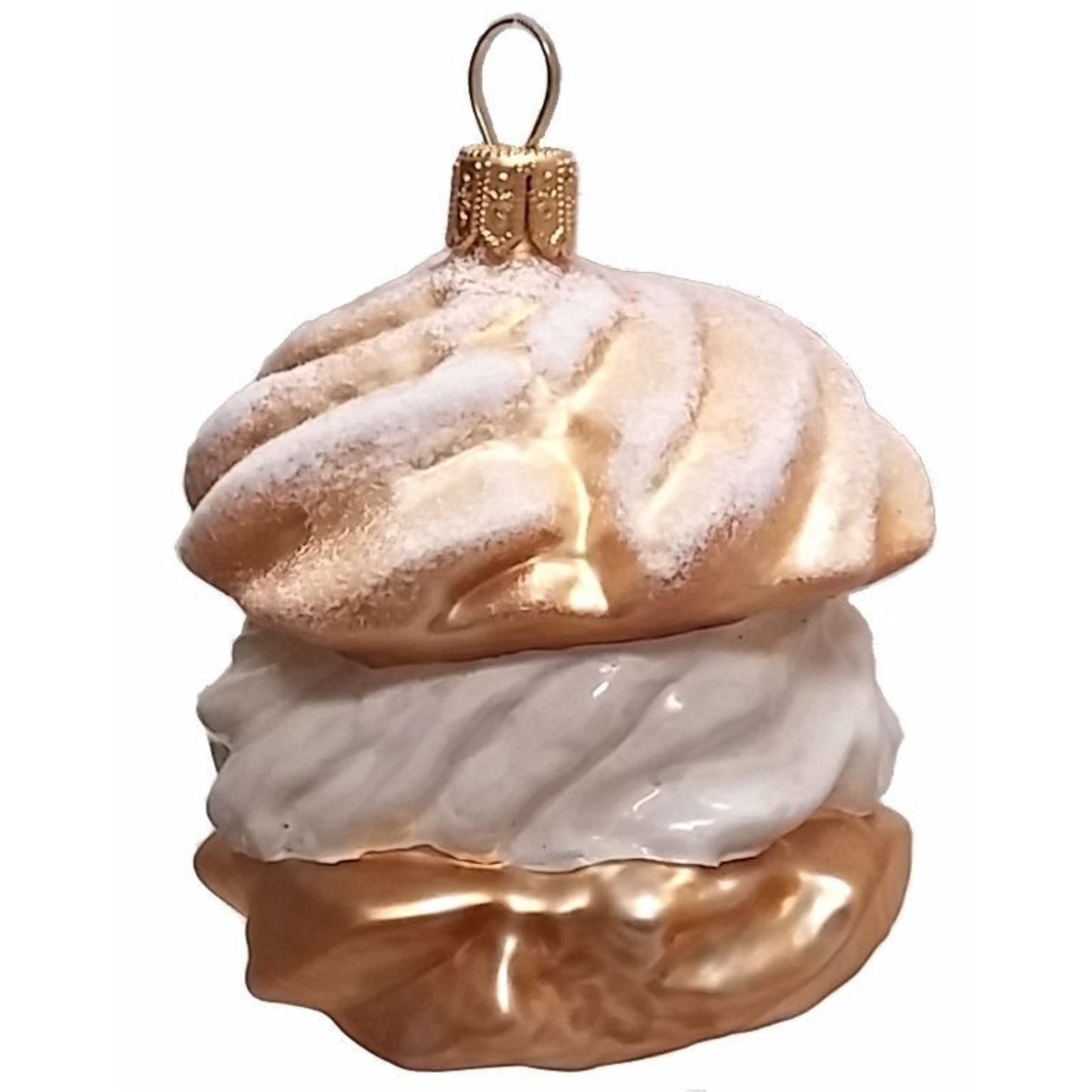 Pinnacle Peak Trading Cream Puff Dessert Polish Blown Glass Christmas Ornament Set of 2 Decorations