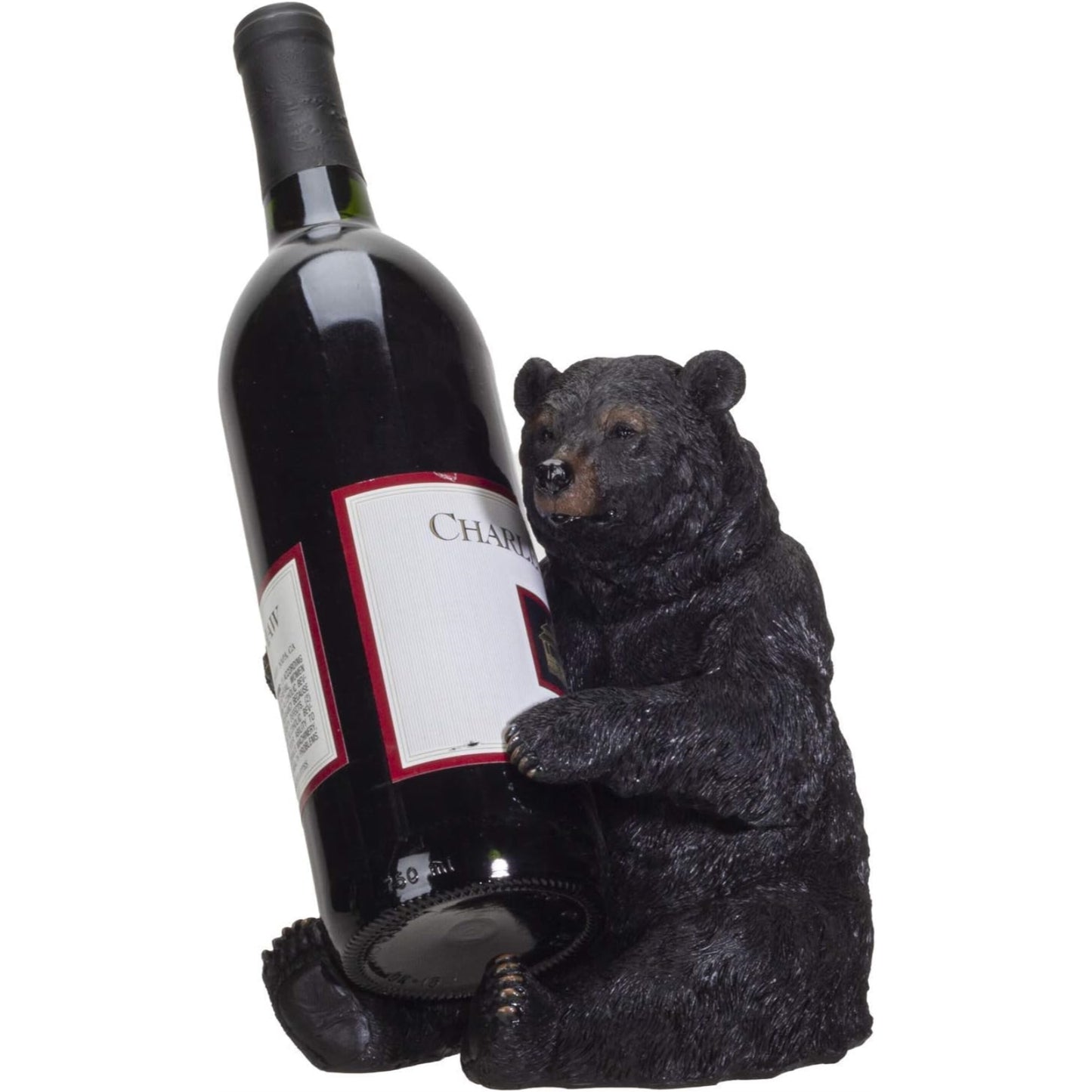 Black Bear Wine Holder Resin Kitchen Decoration 6.25 x 7.5 inch