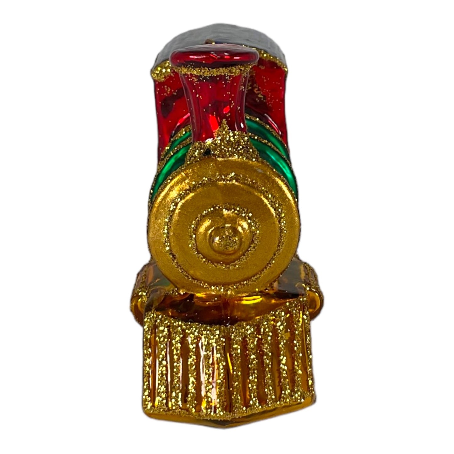 Pinnacle Peak Trading Red and Green Train Locomotive Polish Glass Christmas Tree Ornament Decoration