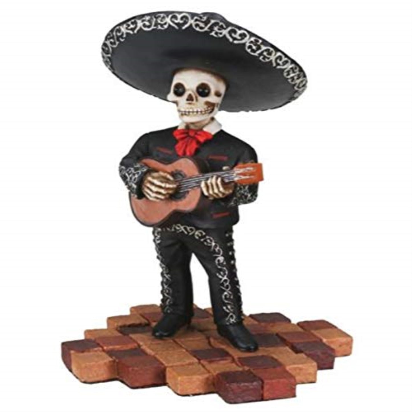 Short Black Skeleton Mariachi Band Guitar Player Day of the Dead Figurine