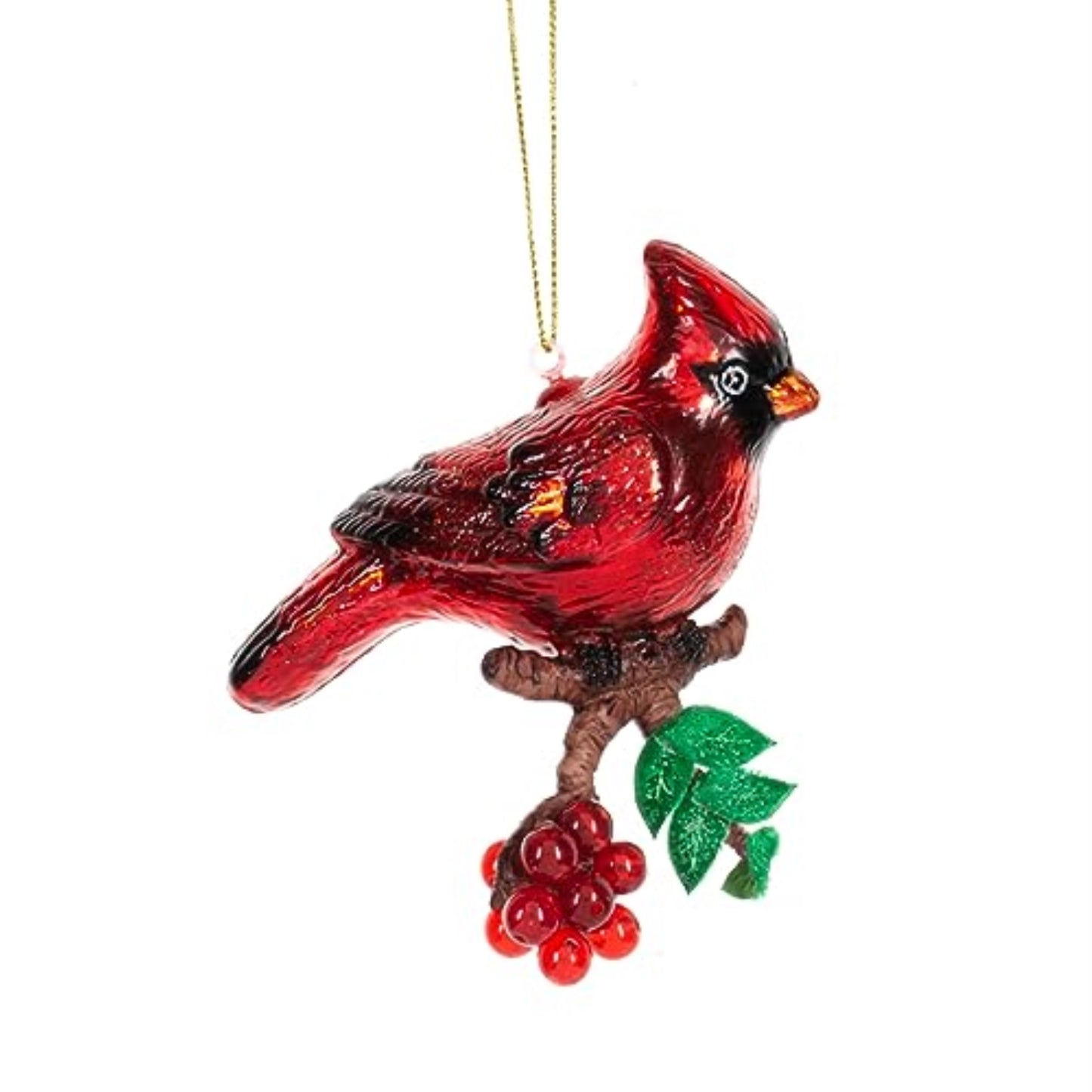 Ganz Cardinal with Berry Dangle Christmas Tree Ornament Glass 4 Inch Multicolor