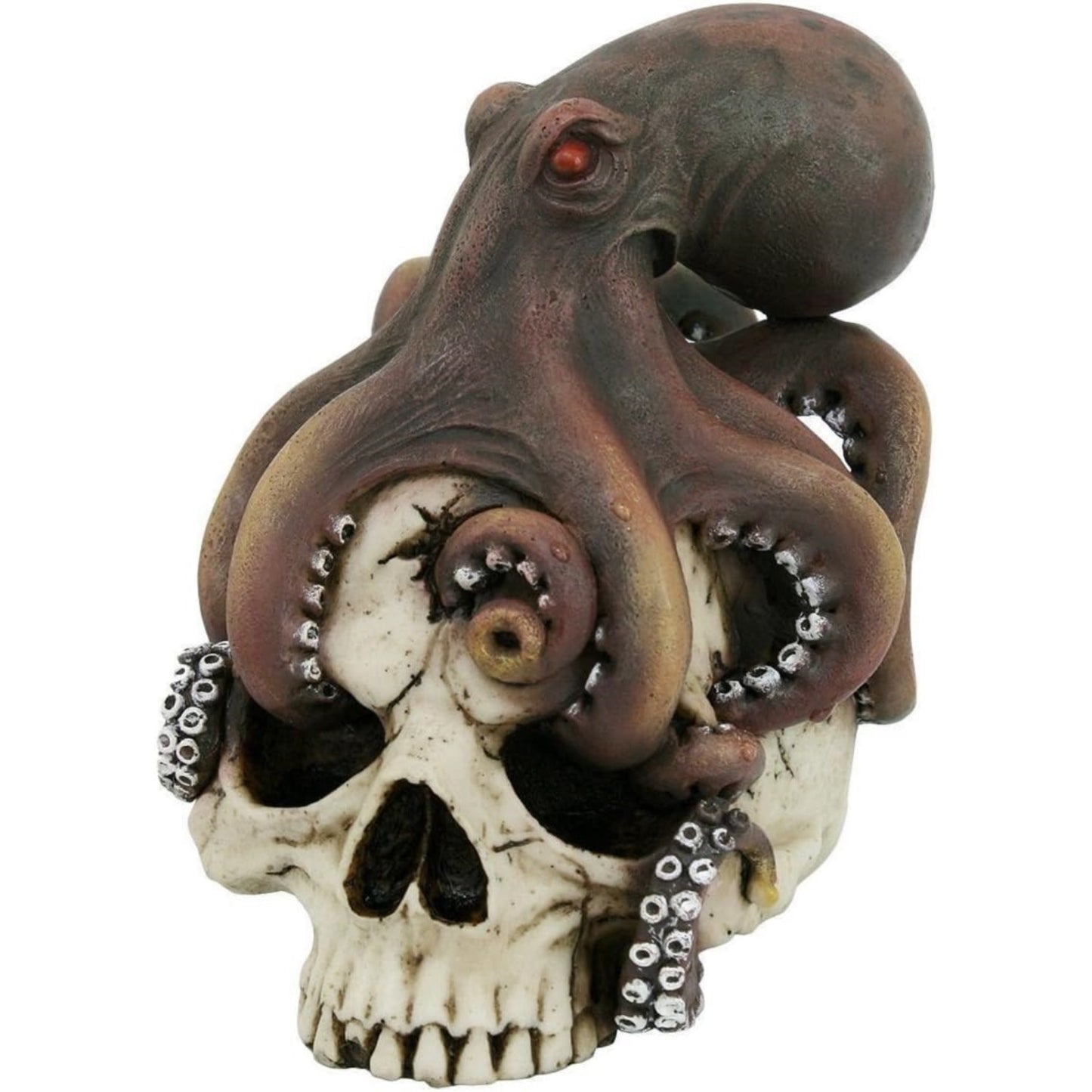Nautical Kraken Octopus Wrapped Around Skull Deadly Ocean Pirate Figurine 5.25 inch