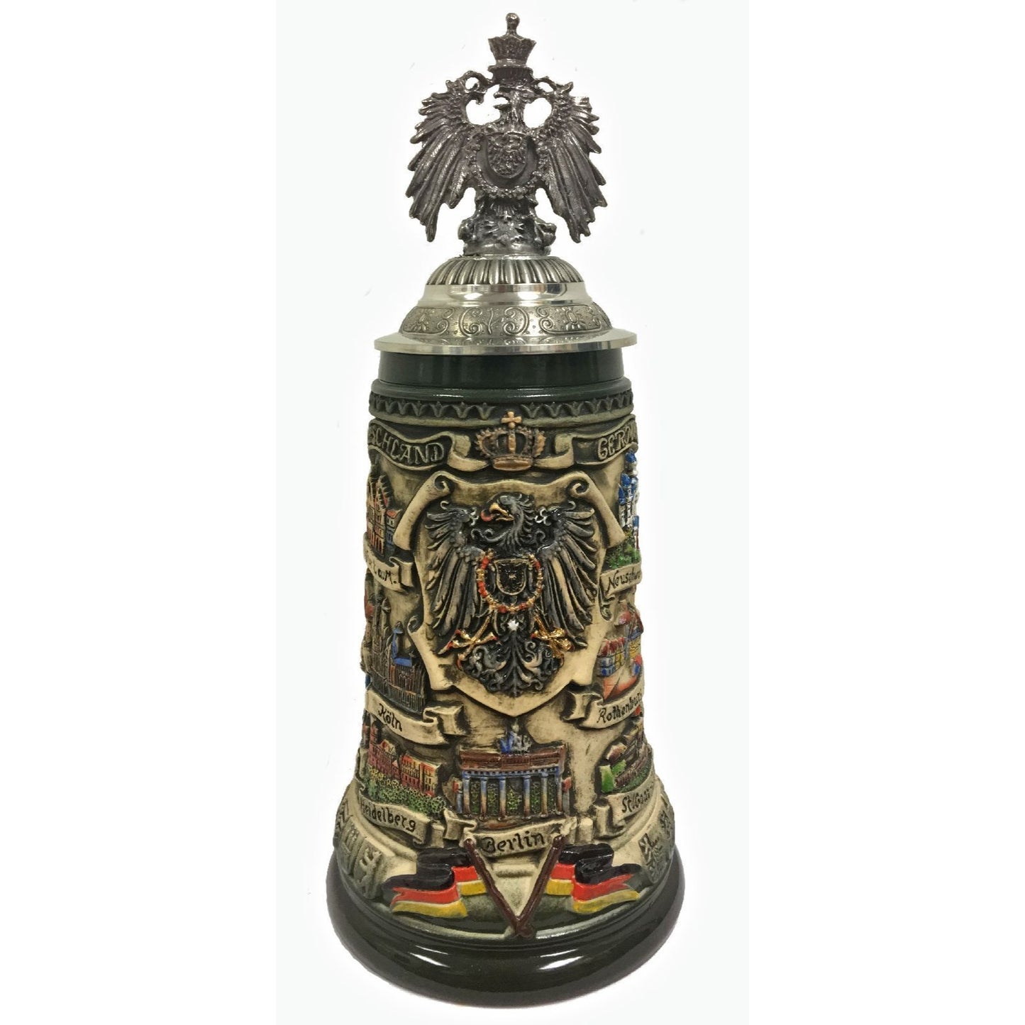 Pinnacle Peak Trading Deutschland Germany City Panorama with 3D Eagle Lid LE German Beer Stein .75 L