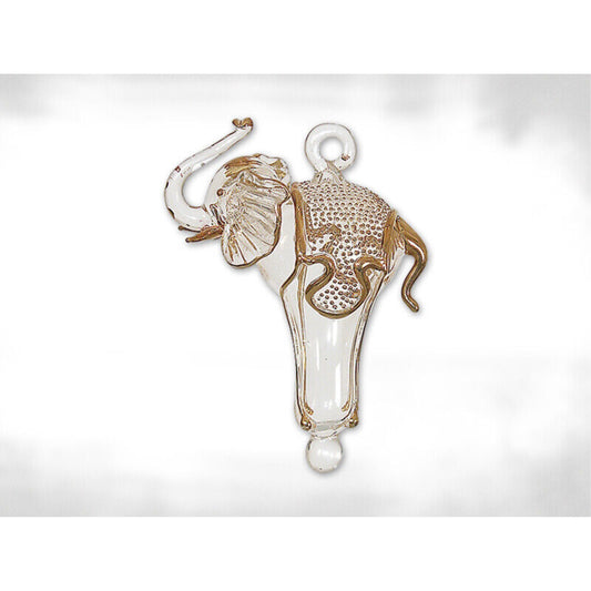 Clear and Gold Elephant Egyptian Glass Christmas Tree Ornament Decoration Egypt
