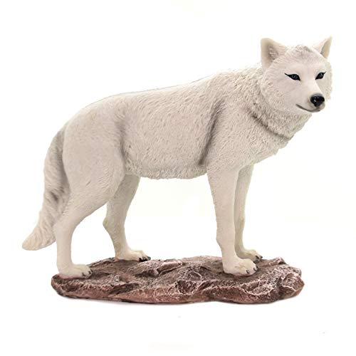 Majestic Lone White Wolf Figurine Statue 8.25 x 7 inch