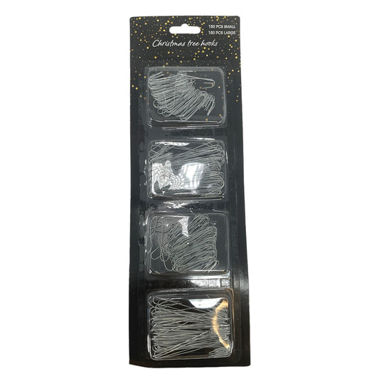 300 Piece Small and Large Silver Metal Christmas Tree Hooks