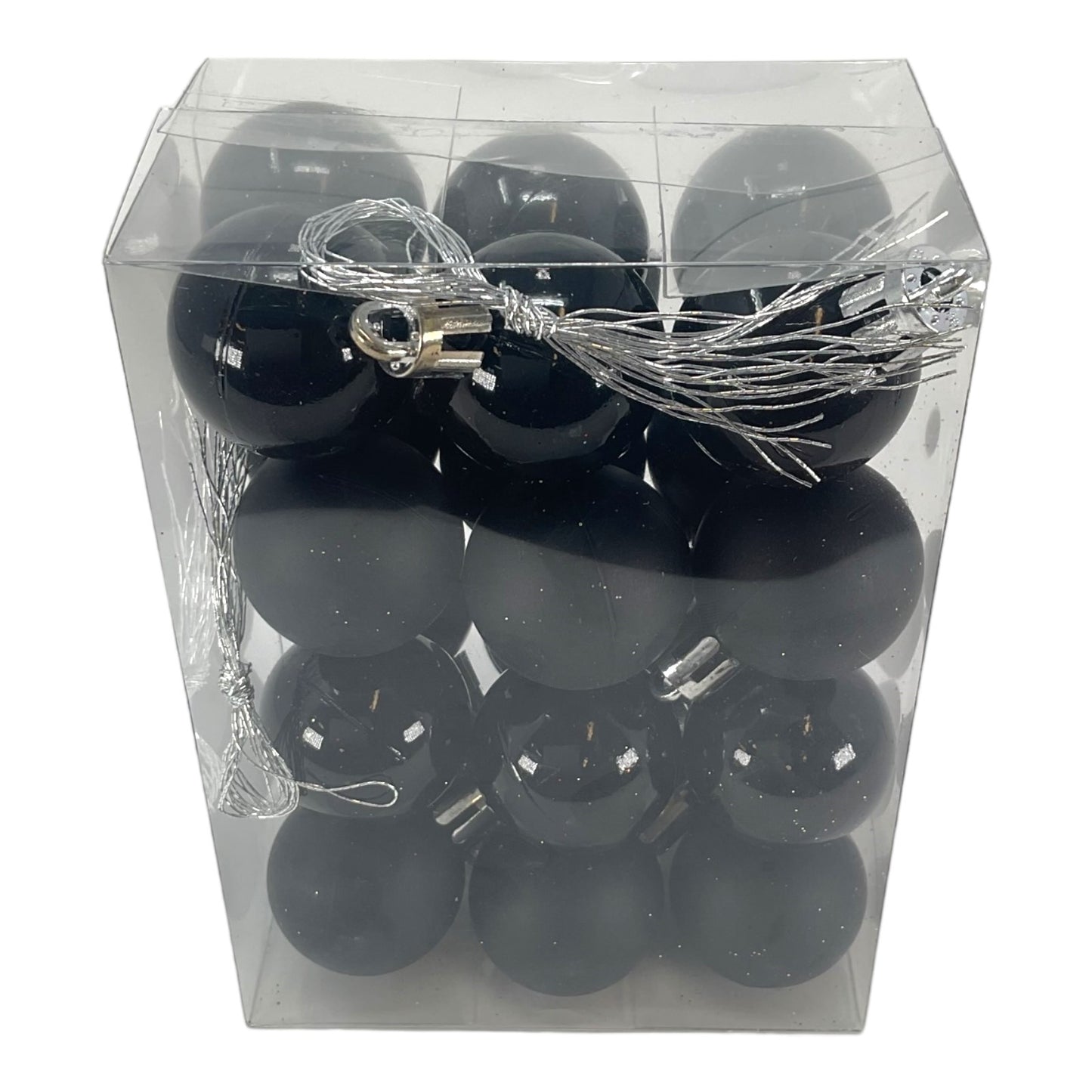1 Inch Small Matte and Shiny Black Christmas Ball Ornaments 24 Piece Set