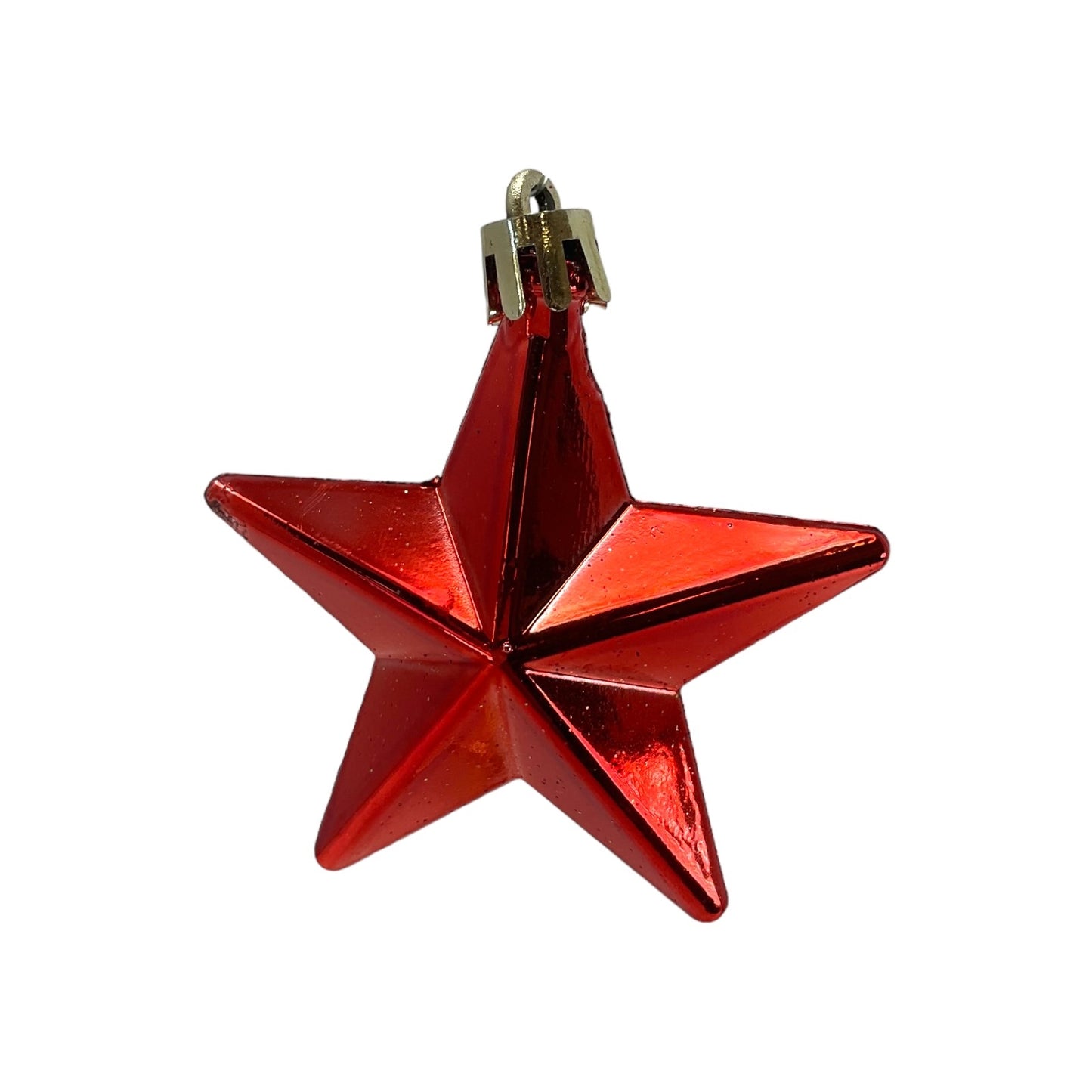 8 Piece Shiny Matte and Glitter Red Star Christmas Tree Ornament Decorations 2.5 Inch