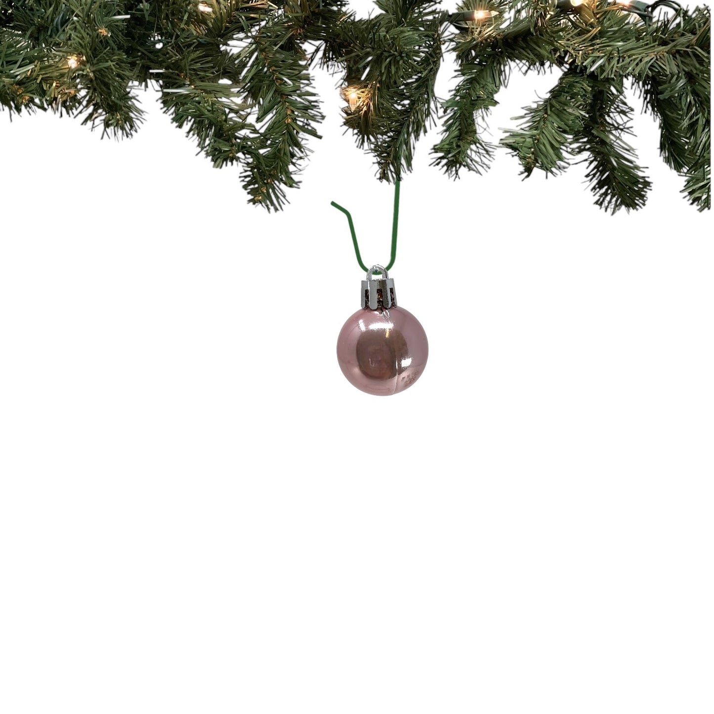 1 Inch Small Pink and White Shatterproof Plastic Christmas Ball Ornaments 24 Piece Set