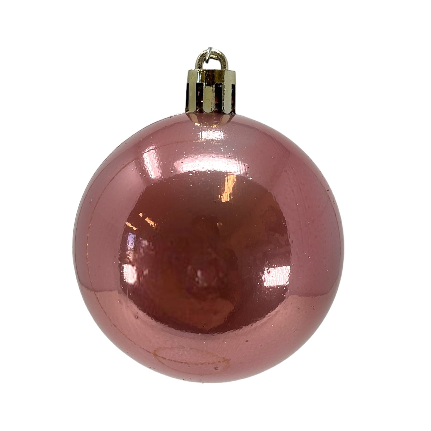 2.3 Inch Pink and Gold Shatterproof Plastic Christmas Ball Ornaments Set of 12