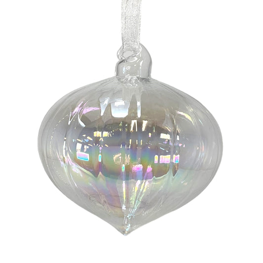 3 Inch Clear Iridescent Onion Shape Christmas Tree Ornament Decoration