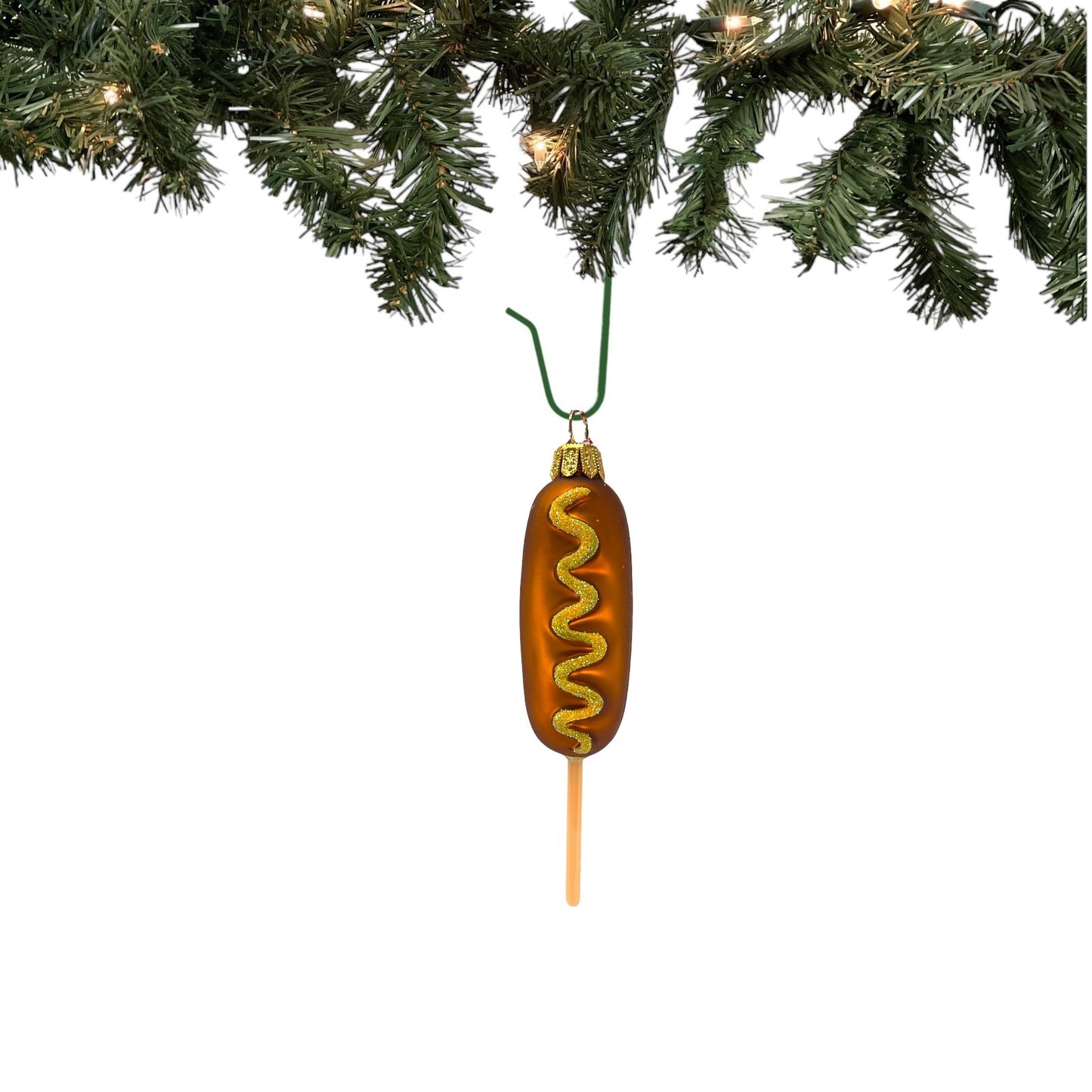 Pinnacle Peak Trading Corn Dog Food Polish Mouth Blown Glass Christmas Ornament