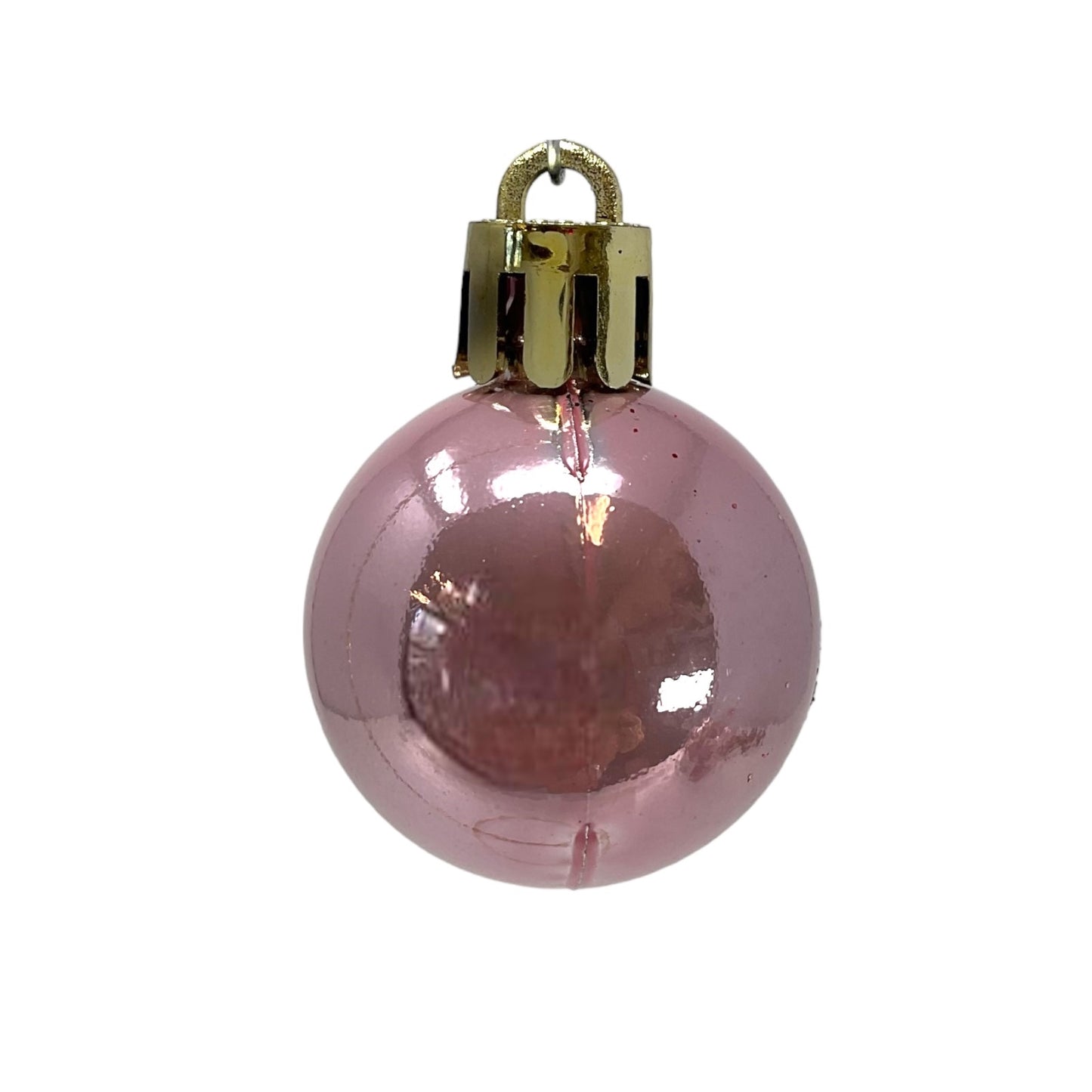1 Inch Shiny and Glitter Pink Plastic Christmas Ball Ornaments 24 Piece Set
