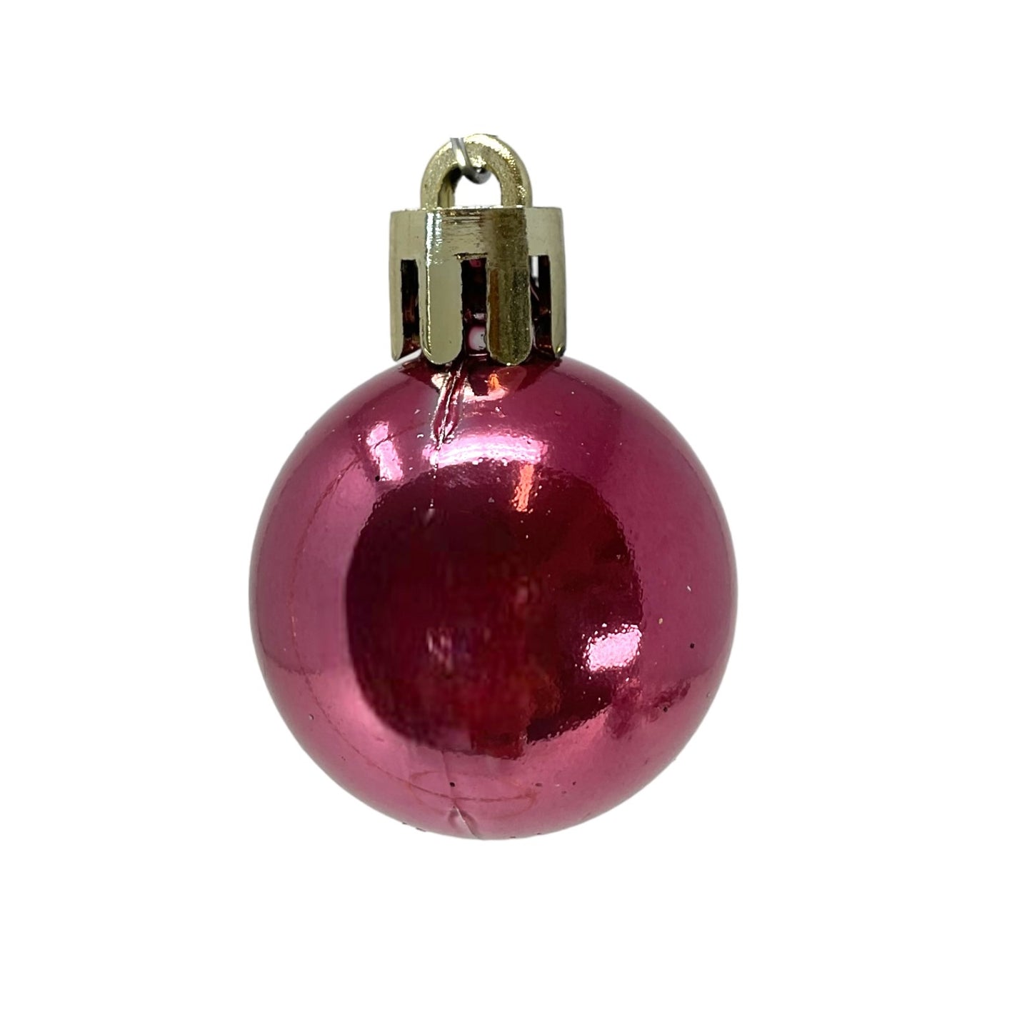 1 Inch Shiny and Glitter Pink Plastic Christmas Ball Ornaments 24 Piece Set