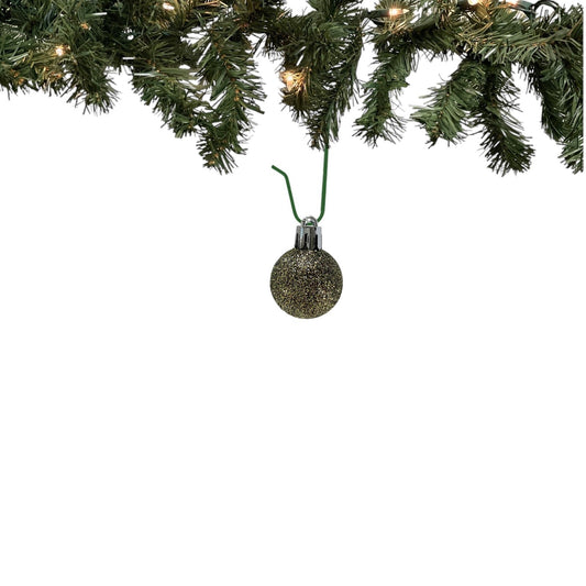 1 Inch Shiny Matte and Glitter Green Plastic Ball Christmas Tree Ornaments 24 Piece