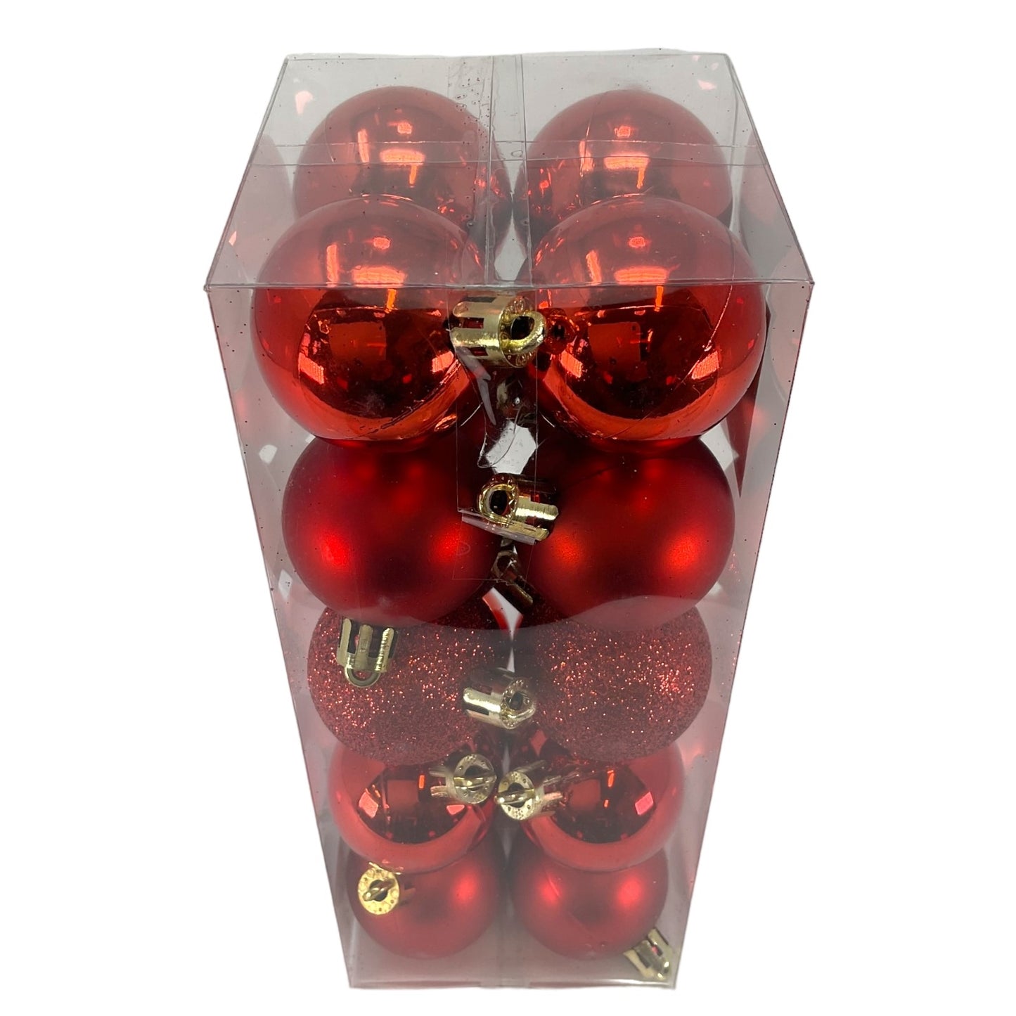1.5 Inch Shiny Matte and Glitter Red Plastic Ball Christmas Tree Ornaments 20 Piece Set
