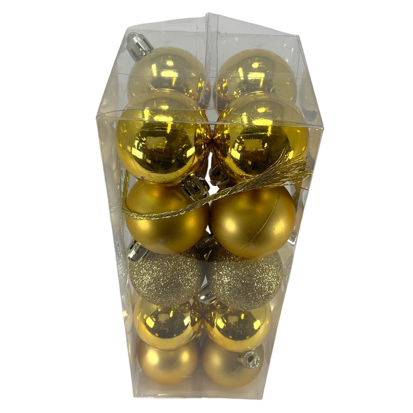1.5 Inch Shiny Matte and Glitter Gold Christmas Ball Ornaments 20 Piece Set