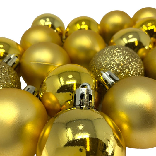 1.5 Inch Shiny Matte and Glitter Gold Christmas Ball Ornaments 20 Piece Set