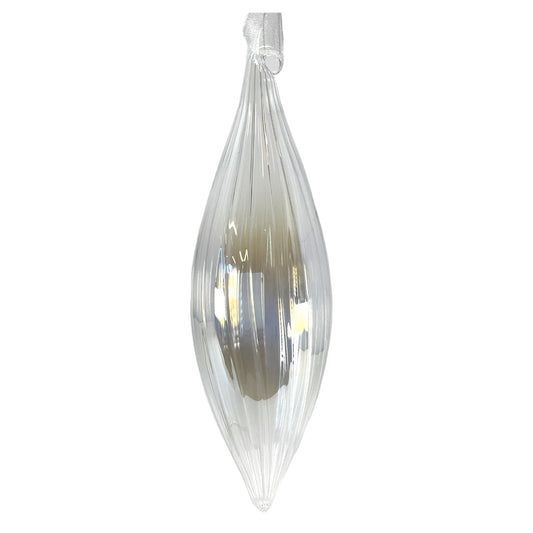 7.5 Inch Transparent Striped Clear Christmas Icicle Ornament
