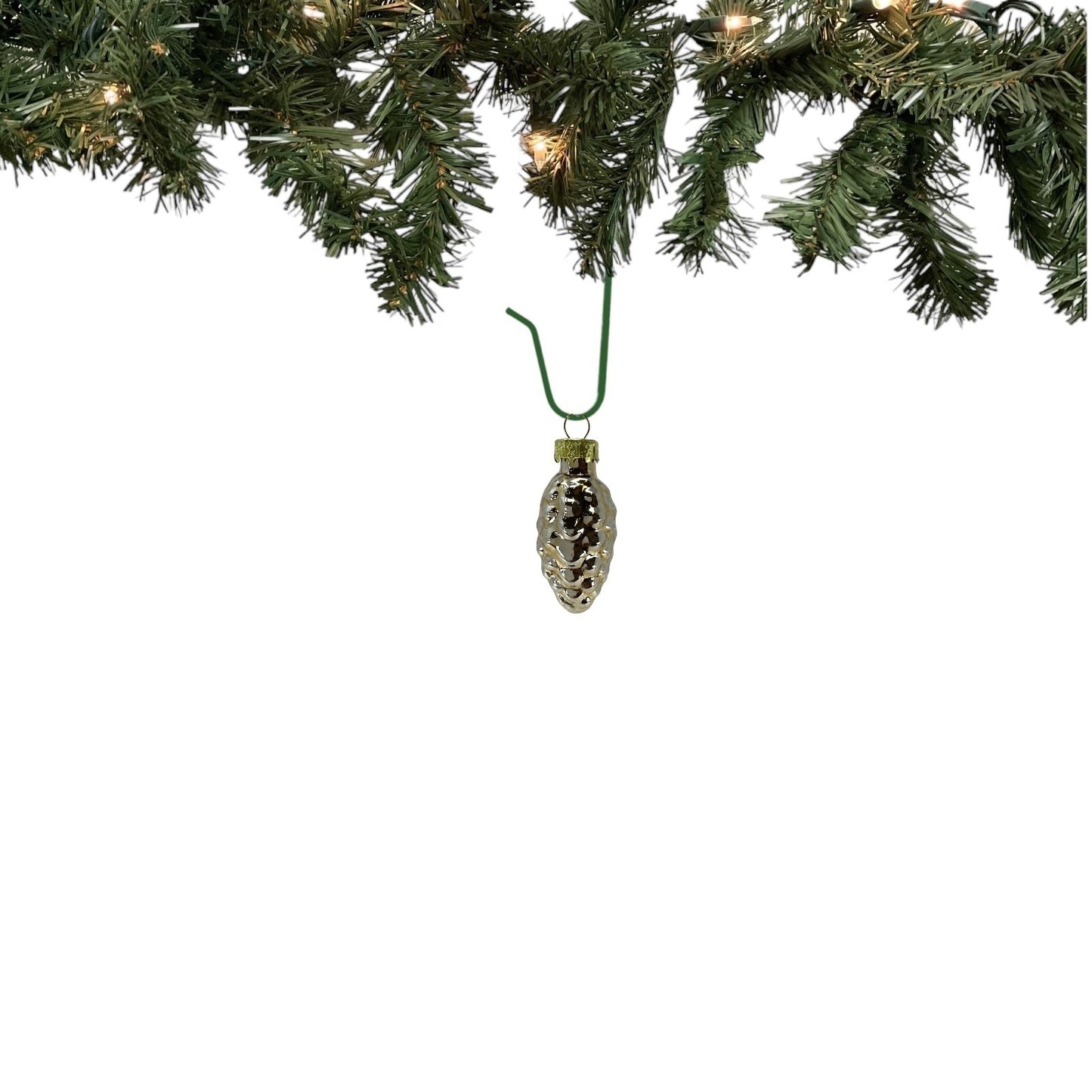 2 Inch Small Gold Heart Star and Pinecone Glass Christmas Tree Ornaments 12 Piece Set