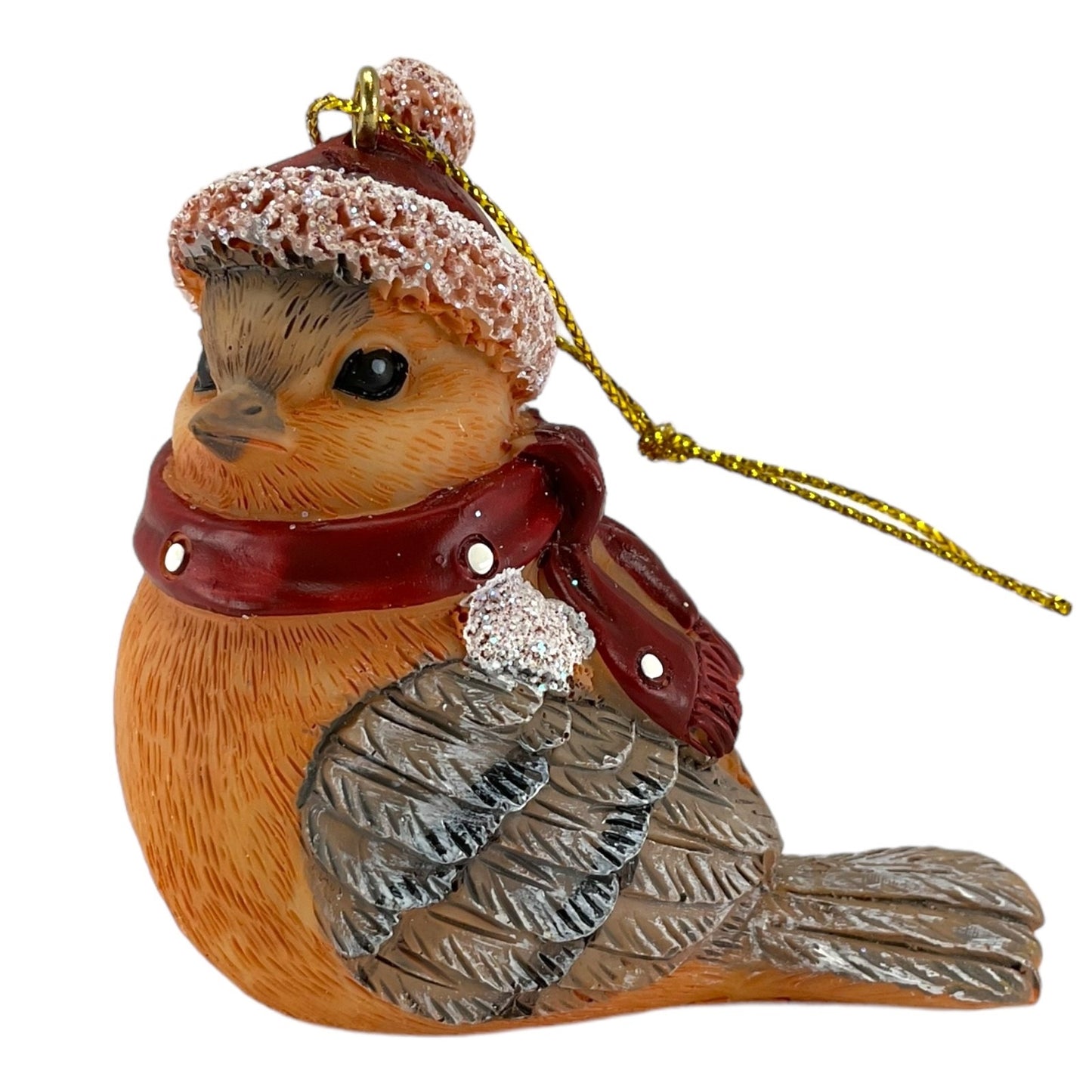 American Robin Bird with Winter Hat and Scarf Christmas Ornament 2.5 Inch