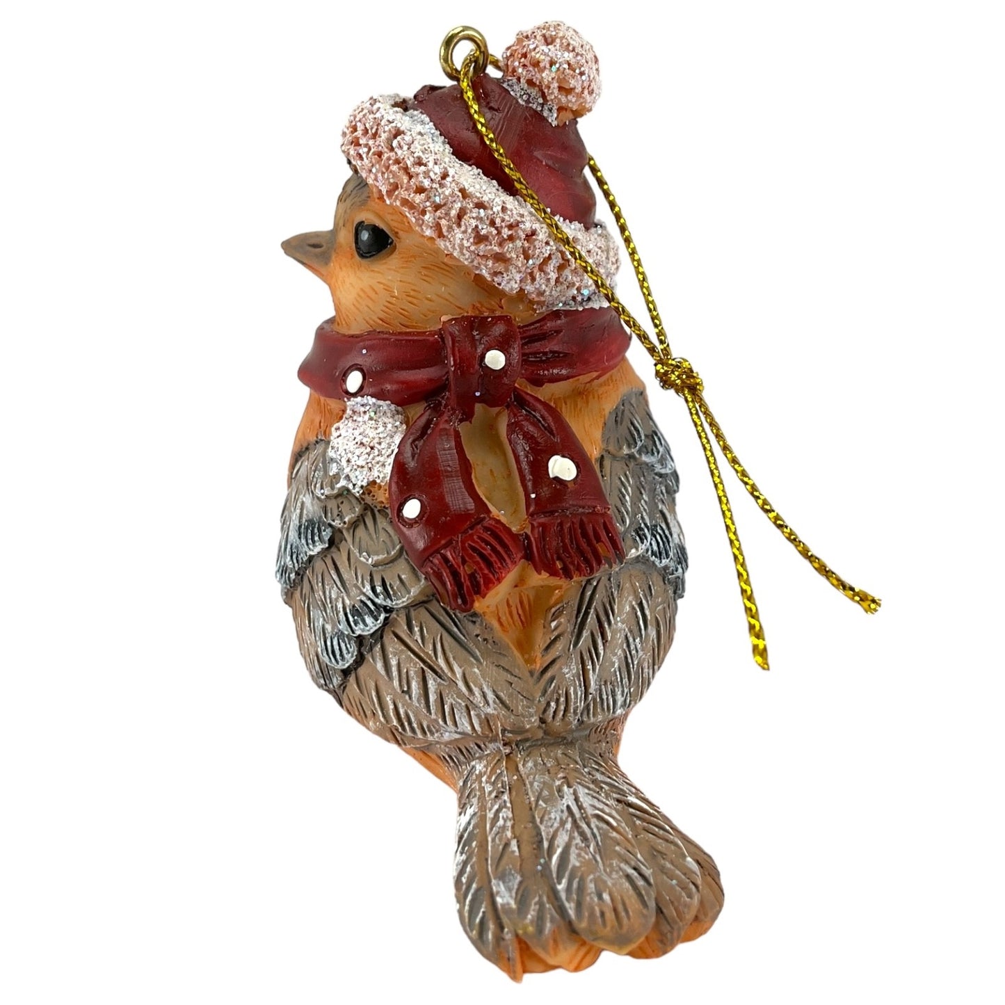 American Robin Bird with Winter Hat and Scarf Christmas Ornament 2.5 Inch