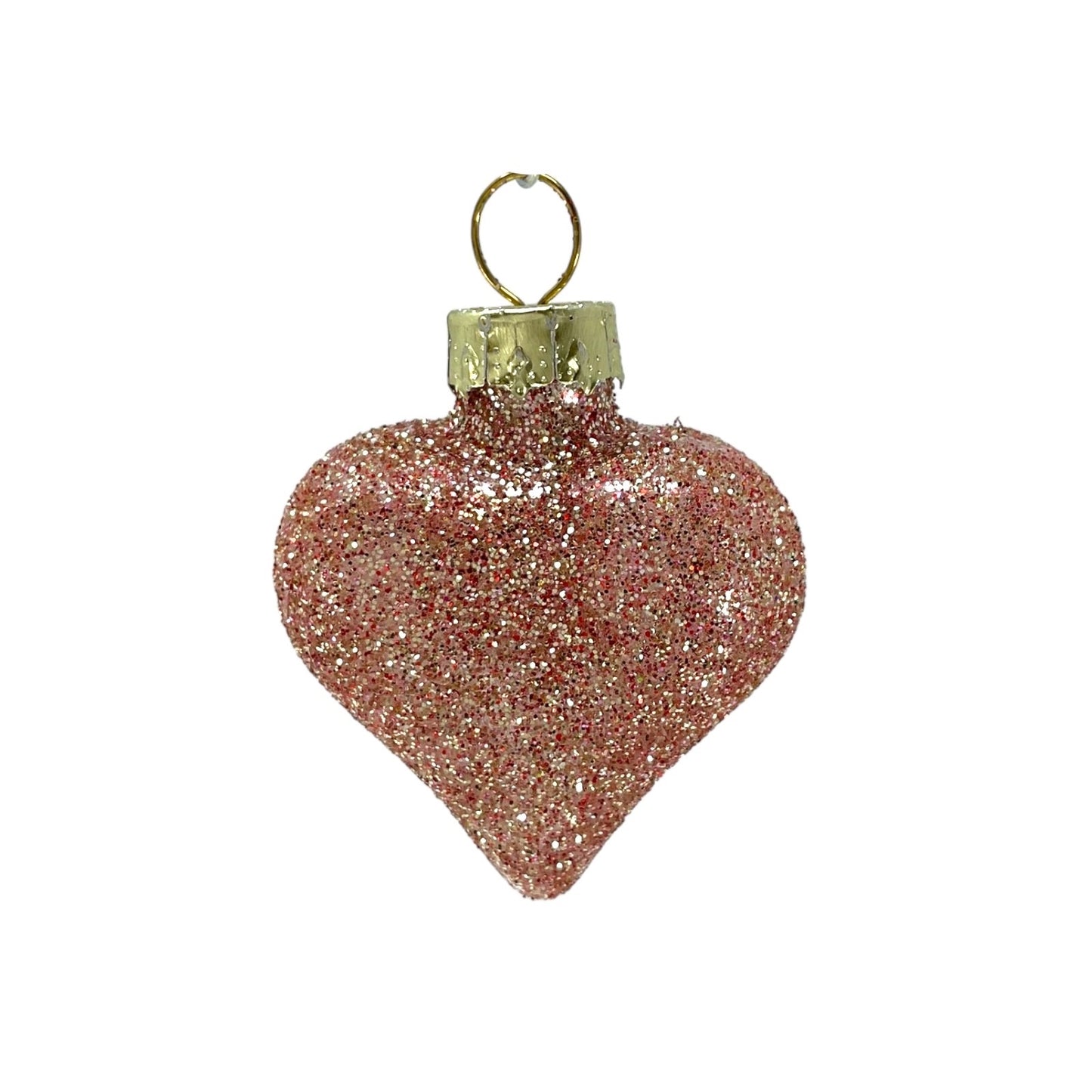 1.5 Inch Heart Pinecone and Star Pink Glass Christmas Tree Ornaments 12 Piece Set