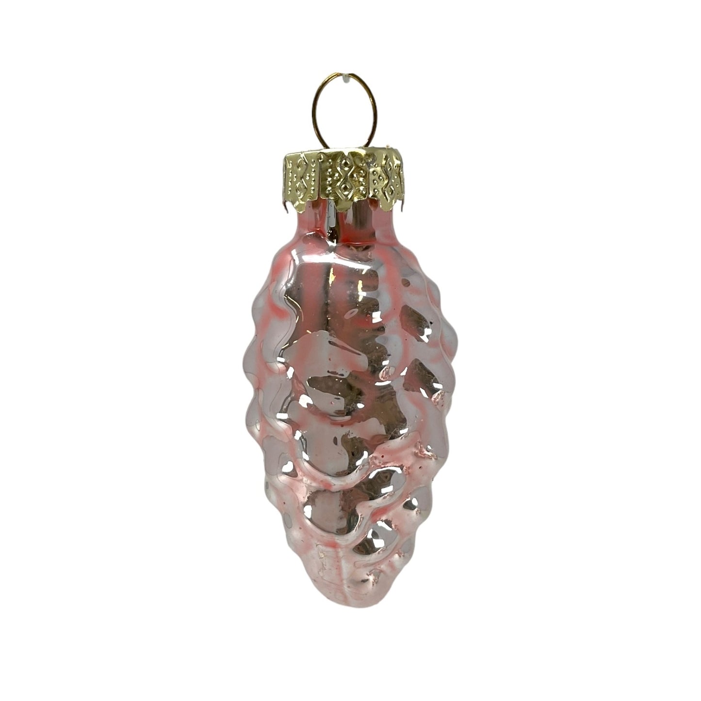 1.5 Inch Heart Pinecone and Star Pink Glass Christmas Tree Ornaments 12 Piece Set