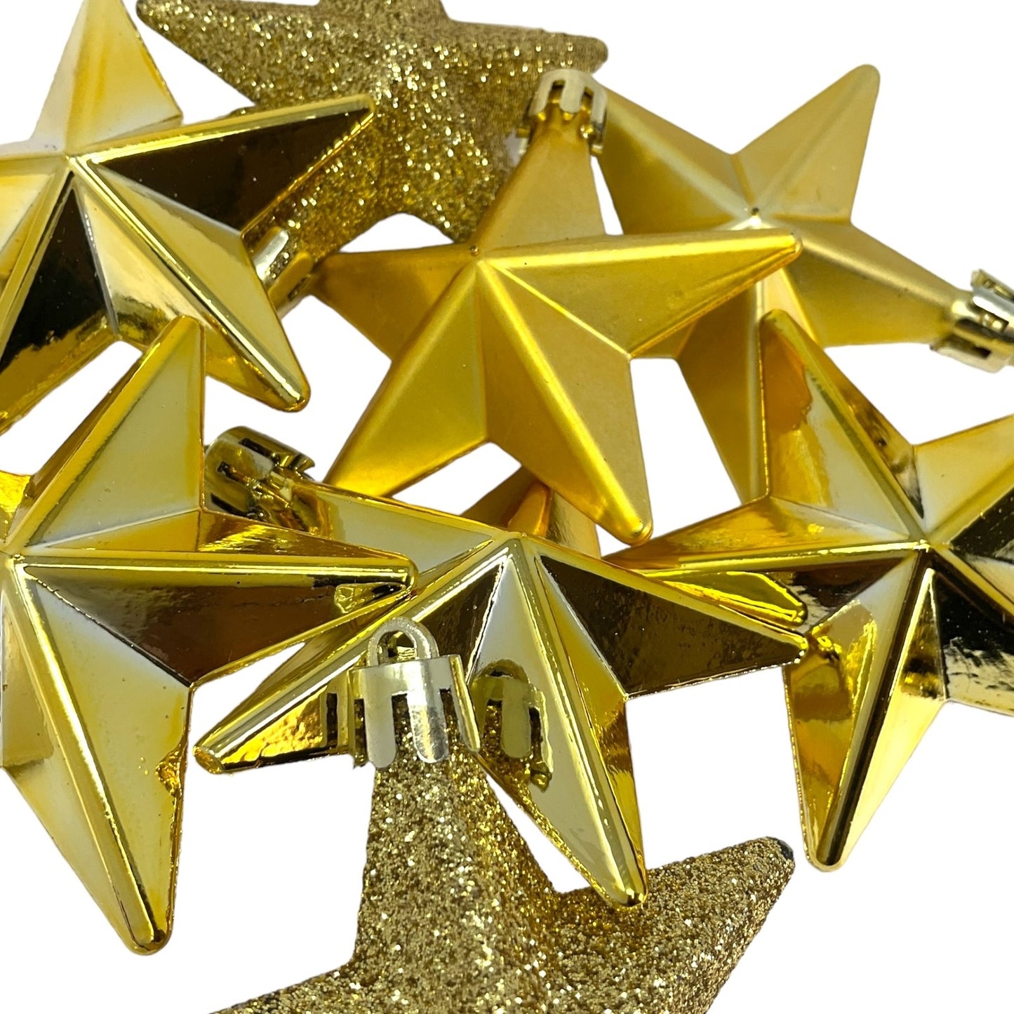 8 Piece Shiny Matte and Glitter Gold Stars Christmas Ornament Decorations 2 Inch