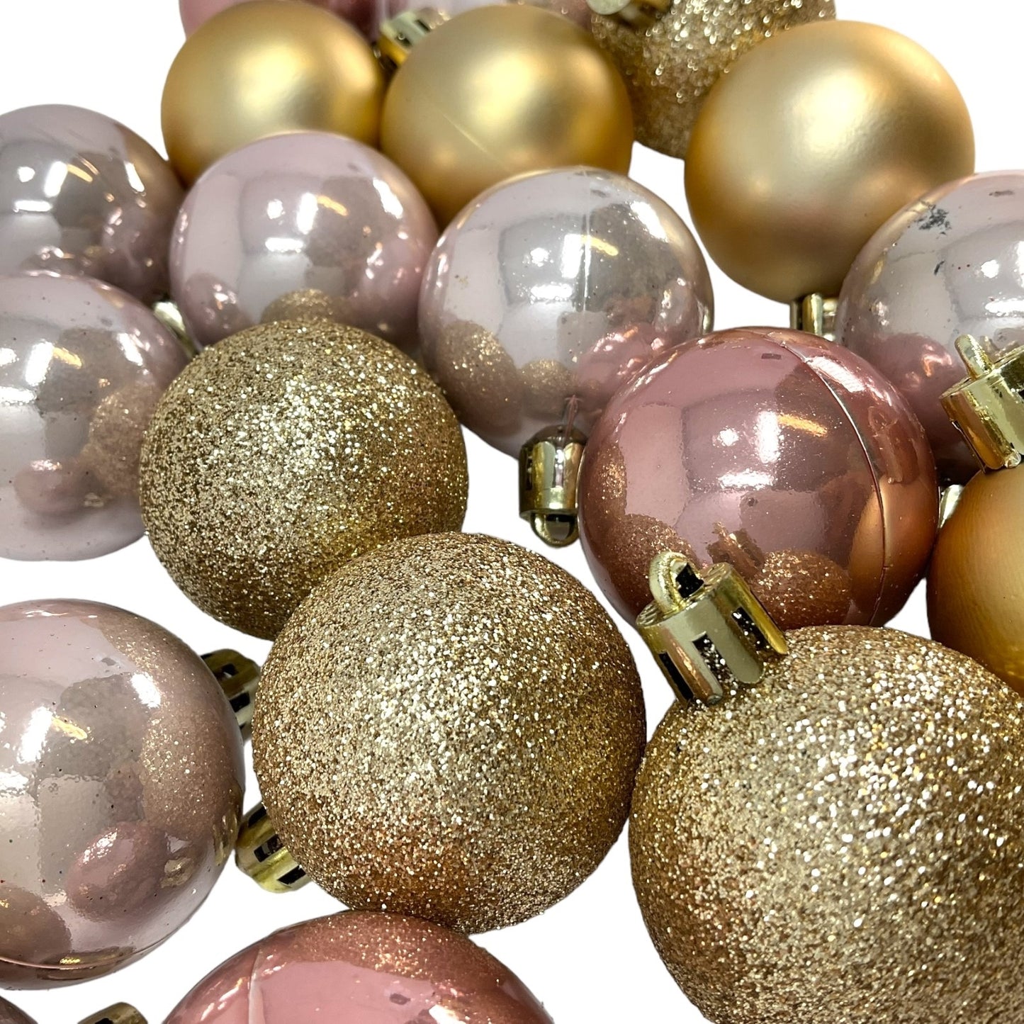 1.5 Inch Shiny Matte and Glitter Pink and Gold Ball Christmas Ornaments 20 Piece Set