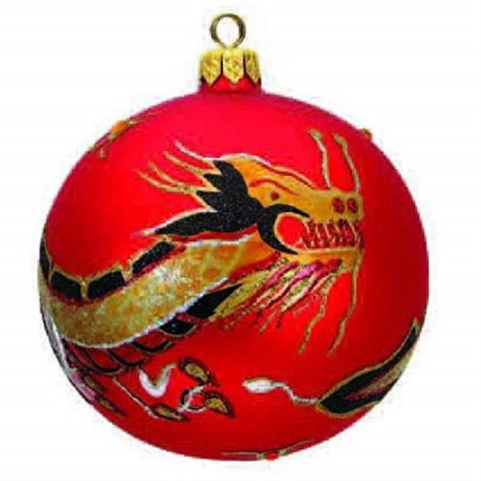 Dragon Red Ball Polish Glass Christmas Tree Ornament Decoration by Thomas Glenn