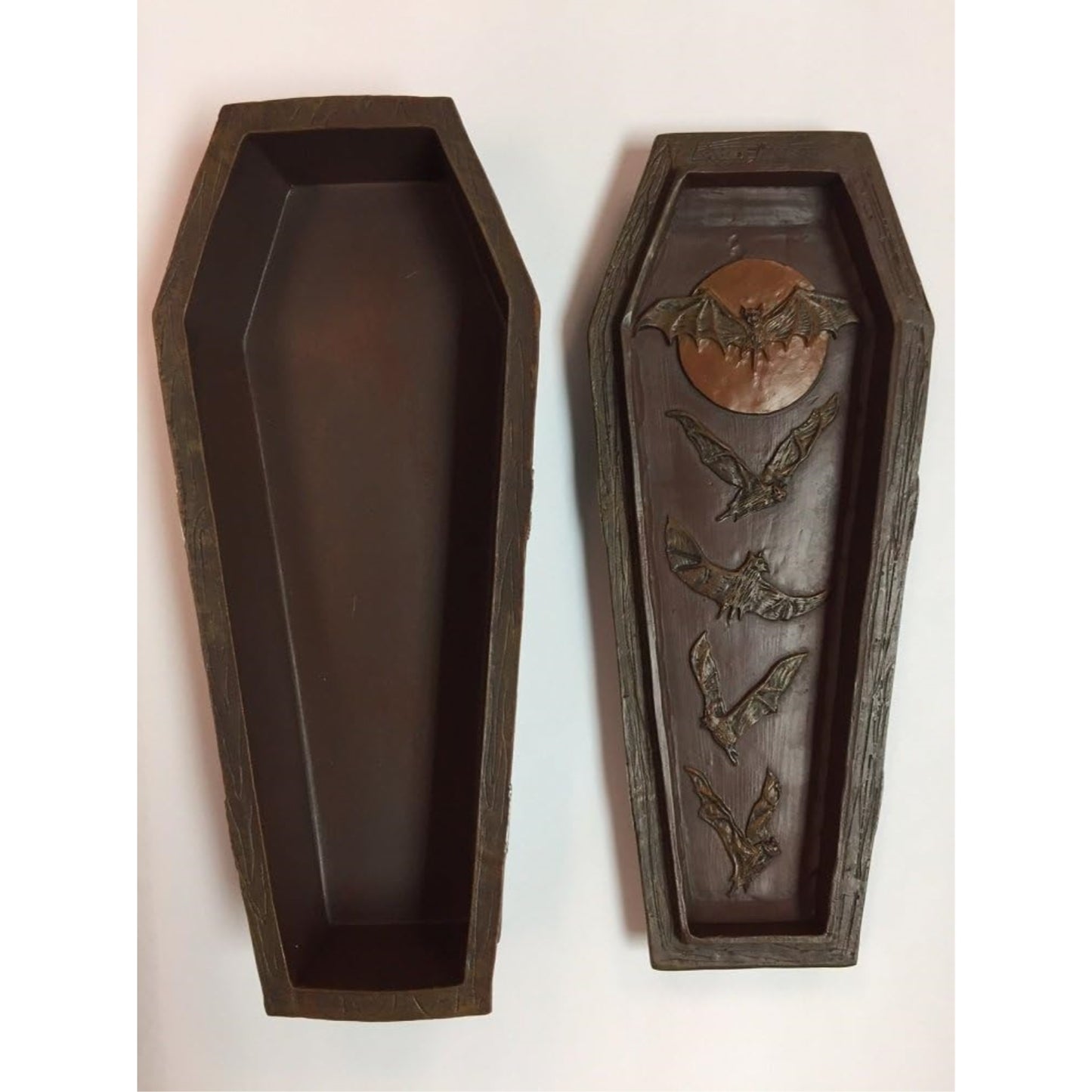 Brown Vampire Coffin Casket with Cross Jewelry Trinket Box