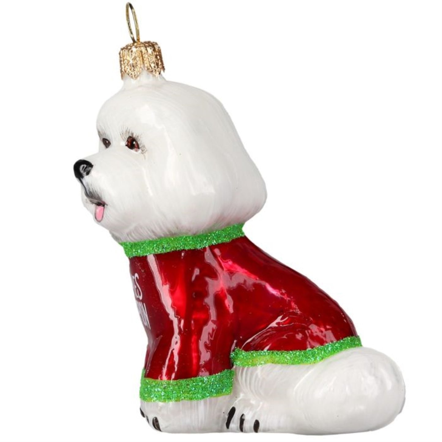 Joy to the World Bichon Frise Pro Zoomies Champion Polish Glass Ornament