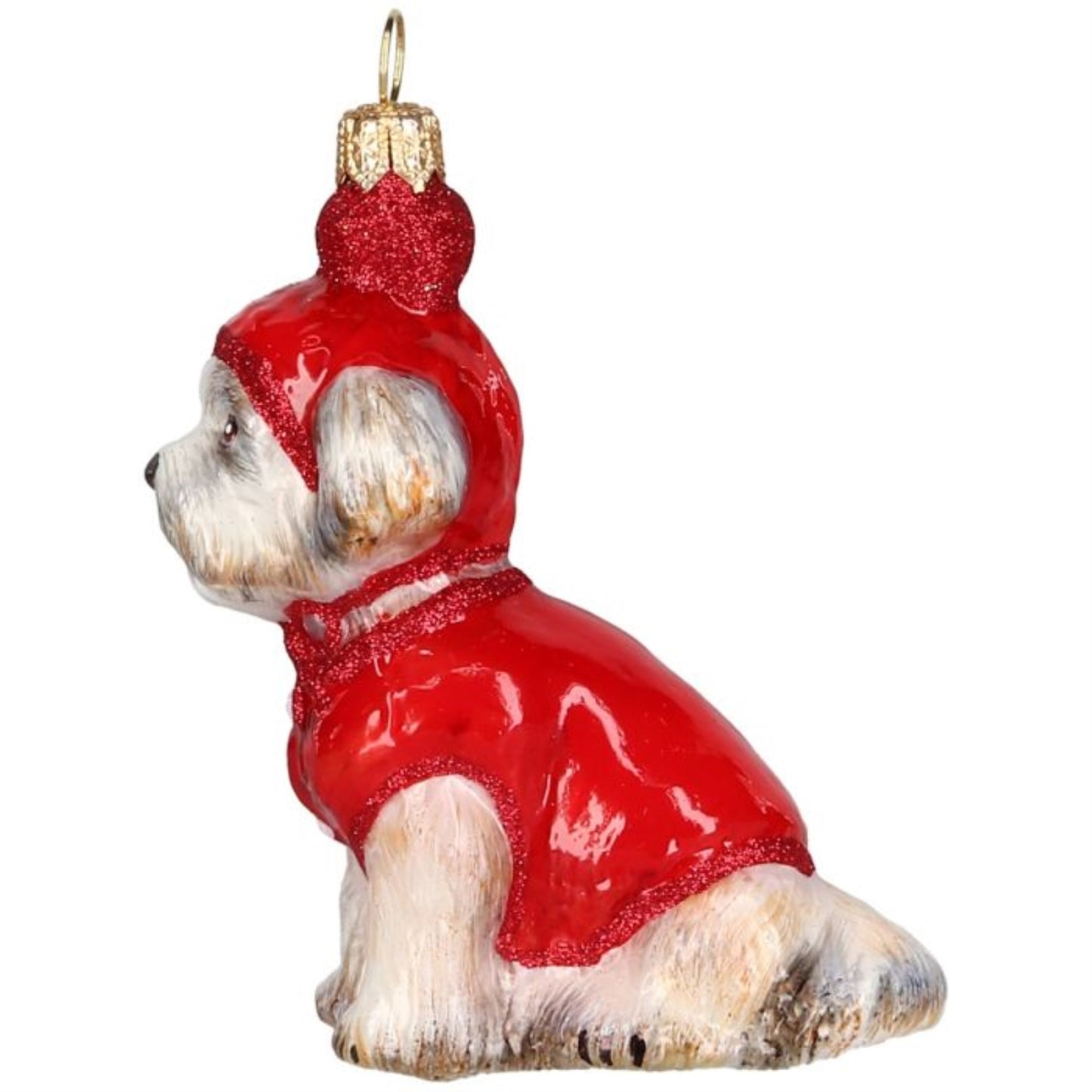 Joy to the World Shih Tzu in Winter Coat and Ski Hat Polish Glass Ornament